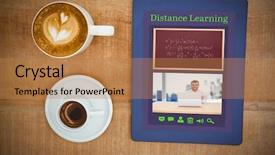  Presentation with abstract digital business interface - Amazing slide deck having digital image of e-learning backdrop and a coral colored foreground