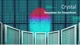  Presentation with servers - Presentation theme with digital-image-of-fingerprint-scanner background and a ocean colored foreground