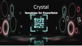  Presentation with global laptop - Slides consisting of digital-image-of-glowing-qr background and a black colored foreground