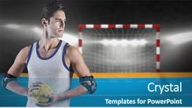  Presentation with goal image - Slides enhanced with digital image of handball background and a ocean colored foreground