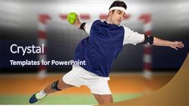  Presentation with goal image - Presentation theme with digital image of handball background and a navy blue colored foreground