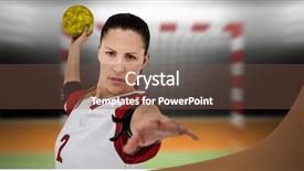  Presentation with goal image - Cool new PPT theme with digital image of handball backdrop and a violet colored foreground