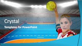  Presentation with digital image - Colorful slide deck enhanced with digital image of handball backdrop and a teal colored foreground