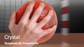  Presentation with goal image - Slides with digital image of handball background and a coral colored foreground
