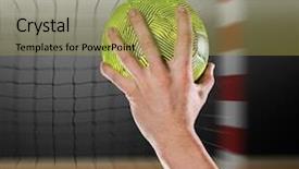  Presentation with goal image - Theme consisting of digital image of handball background and a yellow colored foreground