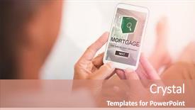  Presentation with digital image - Beautiful presentation theme featuring digital image of mortgage text backdrop and a coral colored foreground