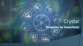  Presentation with server room - Presentation featuring digital-image-of-network background and a ocean colored foreground