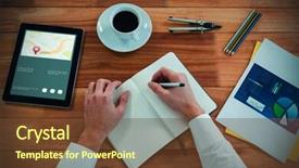  Presentation with digital image - PPT theme consisting of digital image of red pointer background and a tawny brown colored foreground