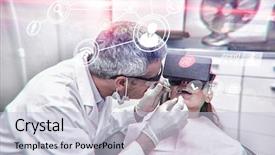  Presentation with online shopping - PPT theme with digital image of shopping online against dentist examine female patient with dental tools background and a lemonade colored foreground