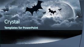  Presentation with digital image processing - Colorful slide set enhanced with digital image of silhouette bat backdrop and a ocean colored foreground
