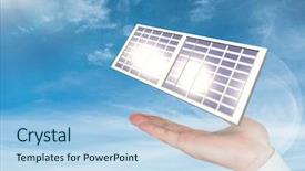  Presentation with solar panel - Theme with digital image of solar panel background and a light blue colored foreground
