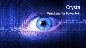  Presentation with digital data a human eye - PPT theme consisting of digital image of woman's background and a navy blue colored foreground