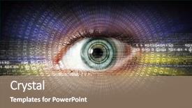  Presentation with digital data a human eye - Amazing presentation having image of woman's eye backdrop and a coral colored foreground