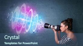  Presentation with cpa photos - Theme enhanced with digital images - young photographer girl making photos background and a ocean colored foreground