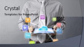  Presentation with touch screen - PPT layouts with digital information - touch screen touch- tablet background and a light gray colored foreground