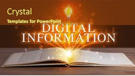  Presentation with digital book - Slides with digital-information-inscription-coming-out background and a tawny brown colored foreground