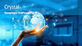  Presentation with digital innovation - Beautiful presentation design featuring digital innovation - media worldwide technology concept mixed backdrop and a teal colored foreground