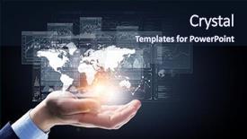  Presentation with digital technologies - PPT theme with digital innovation - presenting new technologies mixed media background and a navy blue colored foreground