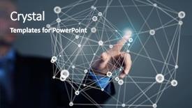  Presentation with digital innovation - Slides having digital innovation - social interaction concept background and a ocean colored foreground