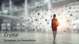  Presentation with political social media - Presentation theme having digital innovation - social networking technologies mixed media background and a  colored foreground