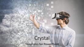  Presentation with digital innovation - Presentation design consisting of digital innovation - young man playing in vr background and a light gray colored foreground