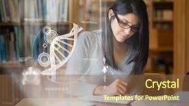  Presentation with digital university - PPT layouts having digital interface in university library background and a tawny brown colored foreground