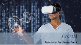  Presentation with data processing - Slide deck having digital-interface-with-data-processing background and a light blue colored foreground