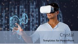  Presentation with processing - PPT theme with digital-interface-with-data-processing background and a light blue colored foreground