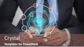  Presentation with business networking - Slide deck consisting of digital-interface-with-digital-icons background and a violet colored foreground