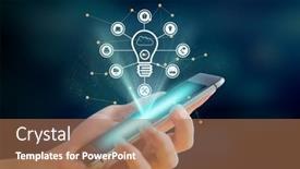  Presentation with business networking - Beautiful PPT layouts featuring digital-interface-with-digital-icons backdrop and a coral colored foreground