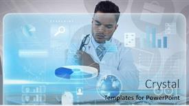  Presentation with data medical - Slide set with digital-interface-with-medical-data background and a light blue colored foreground