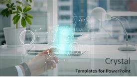  Presentation with connections - Colorful presentation design enhanced with digital-interface-with-network backdrop and a light gray colored foreground