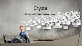  Presentation with floor - PPT theme featuring digital investments - image of young businessman sitting background and a  colored foreground