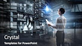  Presentation with digital technologies - Slide deck featuring digital leaders - innovative media technologies mixed media background and a tawny brown colored foreground