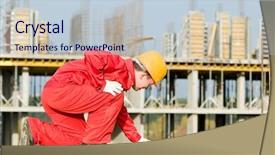  Presentation with construction site construction - Cool new presentation theme with digital level tool at construction backdrop and a lemonade colored foreground