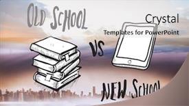  Presentation with digital literacy - Slides having digital literacy - old school vs new school background and a light gray colored foreground
