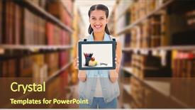  Presentation with digital literacy - Cool new PPT theme with digital literacy - pretty student showing her tablet backdrop and a tawny brown colored foreground