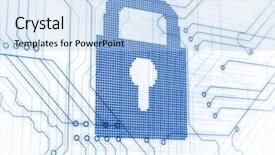  Presentation with blue circuit board - PPT theme with digital lock - blue padlock with circuit board background and a light blue colored foreground