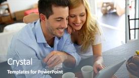  Presentation with tablet - Amazing PPT layouts having digital man - young couple websurfing with tablet backdrop and a  colored foreground
