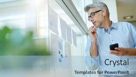  Presentation with talking on phone - Audience pleasing slide deck consisting of digital marketing agemanagement - businessman talking on phone while backdrop and a light blue colored foreground