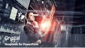  Presentation with symbol - Slide deck with digital marketing agemanagement - innovative technologies as symbol background and a  colored foreground