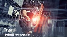  Presentation with digital technologies - Slides enhanced with digital marketing agemanagement - innovative technologies as symbol background and a  colored foreground