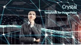  Presentation with digital technologies - Theme having digital marketing agemanagement - innovative technologies as symbol background and a navy blue colored foreground