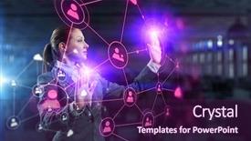  Presentation with media - Slides enhanced with digital marketing agemanagement - innovative technologies in use mixed background and a wine colored foreground