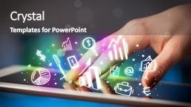  Presentation with finger - Amazing PPT theme having digital marketing background - finger pointing on tablet pc backdrop and a dark gray colored foreground