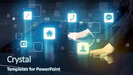  Presentation with modern tech - Audience pleasing PPT theme consisting of digital marketing background - modern smart table with high backdrop and a navy blue colored foreground