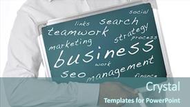  Presentation with handover networking - Audience pleasing presentation theme consisting of woman with bicycle reading book backdrop and a light gray colored foreground