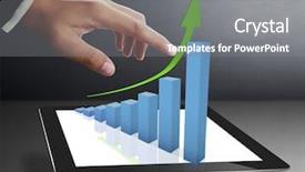  Presentation with tablet - PPT theme with digital marketing company - touch tablet in hand concept background and a gray colored foreground