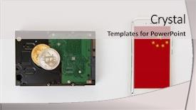  Presentation with china flag - Theme with bitcoin coin on the hdd background and a light gray colored foreground