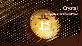  Presentation with crypto - Presentation featuring gold diagram - bitcoin virtual crypto currency background background and a wine colored foreground